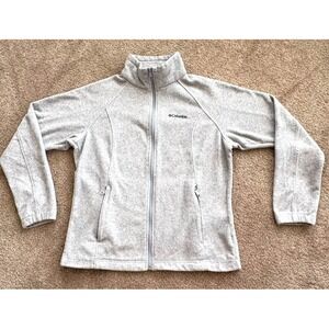 Columbia Women's Full-Zip Fleece Jacket Large Light Gray Outdoor Cozy Pockets